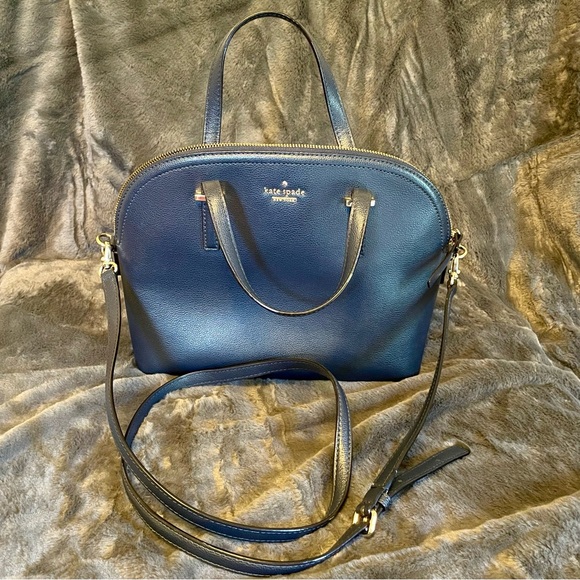 Kate Spade Handbag Patterson Drive Carli Dome Pebbled Leather Oceano Navy - Picture 2 of 12